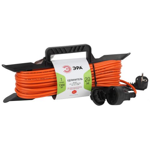Удлинитель силовой ЭРА UFx-1e-3x0.75-20m на рамке c заземлением 1 розетка 20м ПВС 3x0.75мм2