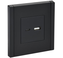 IEK FORTE&PIANO Черный Розетка USB A+C 3,1А FP150