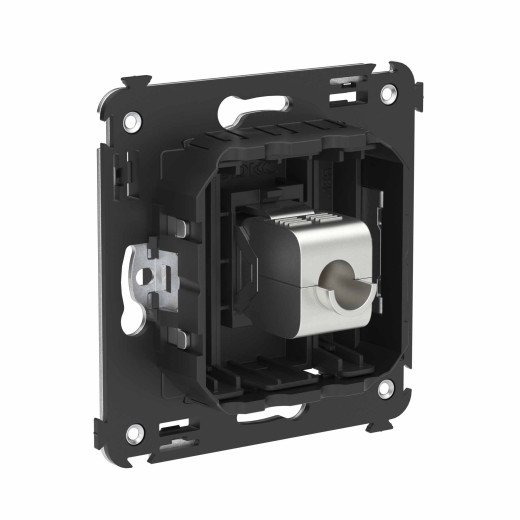 Компьютерная розетка RJ-45 без шторки в стену, кат.6A одинарная  экранированная, Avanti, черный матовый