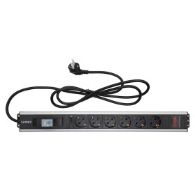 DKC Блок распределения питания (PDU) 0U, 16A c автоматом 1P и амперметром, Вых:6 Schuko, Вх: Schuko