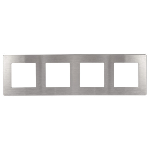 Рамка для розеток и выключателей ЭРА Серия 12 12-5104-03 на 4 поста, Сатин, алюминий