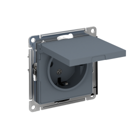 Systeme Electric AtlasDesign Грифель Розетка с/з, со шторками, с крышкой, 16А
