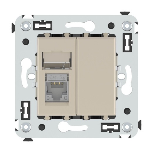 Компьютерная розетка RJ-45 в стену, кат.5e одинарная экранированная, Avanti, ванильная дымка