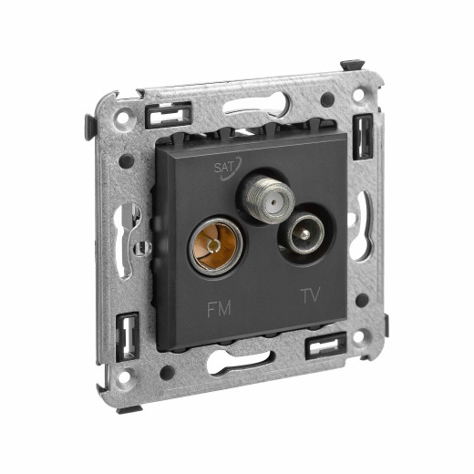 Розетка TV-FM-SAT в стену, Avanti, черный матовый