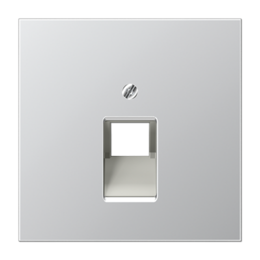 Крышка для одинарных телефонных и компьютерных розеток (UAE), фиксация винтом, металл, алюминий, Aluminium