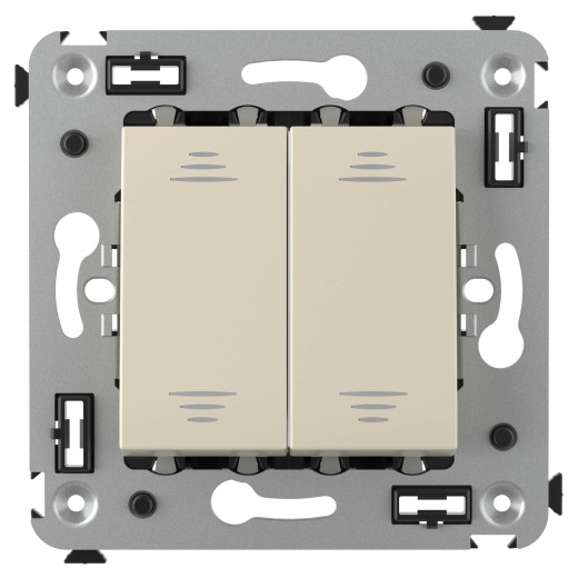 Выключатель двухклавишный в стену, Avanti, ванильная дымка
