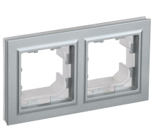 IEK BRITE BASE Алюминий Рамка 2-м IP44 РУ-2-БрА-44