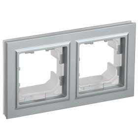 IEK BRITE BASE Алюминий Рамка 2-м IP44 РУ-2-БрА-44