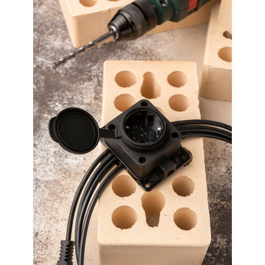 Роз. (колодка) одномест. с защит. крышкой каучуковая 230В 2P+PE 16A IP44 EKF Марс