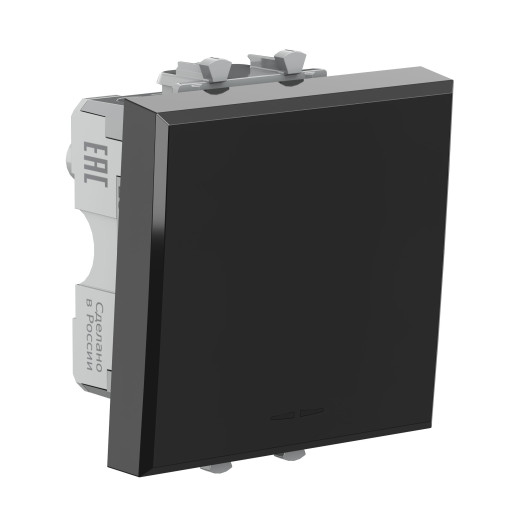 Выключатель одноклавишный модульный, Avanti, черный квадрат, 2 модуля