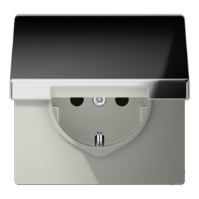 JUNG Штепсельная розетка SCHUKO 16A 250V~ с откидной крышкой; полированный хром