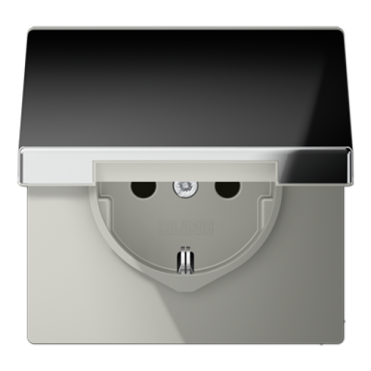 Штепсельная розетка SCHUKO 16A 250V~ с откидной крышкой, полированный хром