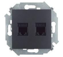 Simon 15 Графит Розетка компьютерная двойная RJ45 кат.5е (АМР)
