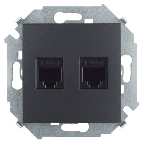 Simon 15 Графит Розетка компьютерная двойная RJ45 кат.5е (АМР)