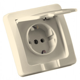 Hegel Мастер IP44 внутр Слоновая кость РС16-512-01 Розетка с/з, со шторкой
