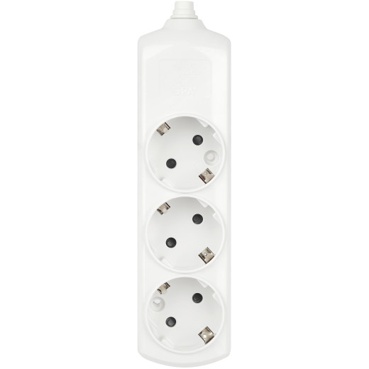 Колодка ЭРА K-3e 3 розетки с зазeмлением белая