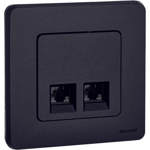 Розетка компьютерная двойная RJ45 категория 5e UTP - Legrand/Daccord Inspiria - антрацит