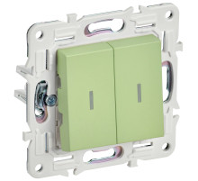 IEK SKANDY Мятный Выключатель 2-клавишный с индикацией 10А SK-V09G