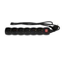 Simon Brico Черный Удлинитель на 6 розеток Schuko, выключатель, кабель 1.5м