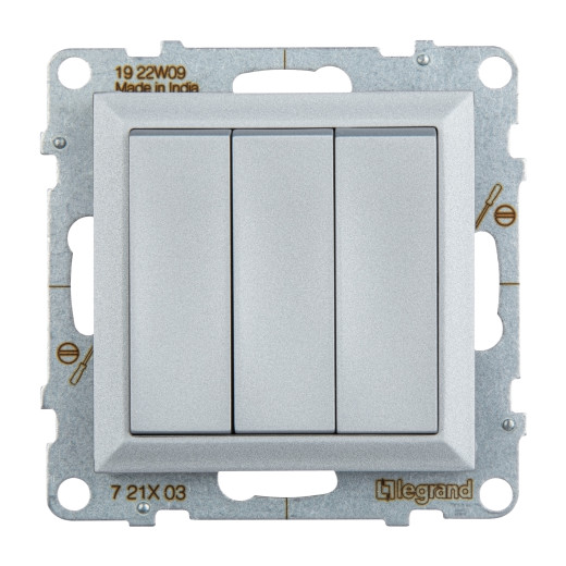 SUNO. Выключатель трехклавишный 20АХ 250В. Винтовые зажимы. Цвет 