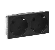 Legrand Mosaiс Розетка 2 х 2К+3 под углом 45° - Программа Mosaic - немецкий стандарт - 4 модуля - матовая черная.