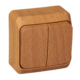 Systeme Electric Этюд наруж Дача Темный бук Выключатель 2-клавишный (сх. 5)