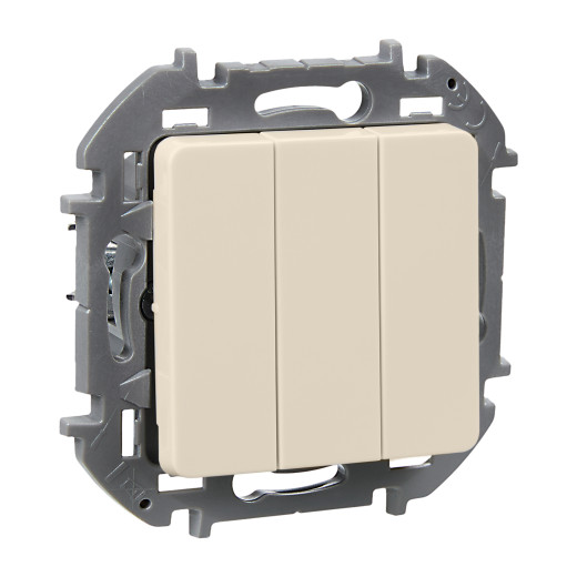 Выключатель трёхклавишный - Legrand/Daccord Inspiria - 10АХ 250В винтовые зажимы - слоновая кость