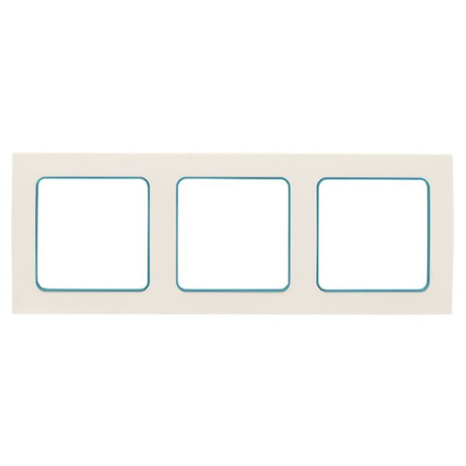 Стокгольм Рамка 3-местная белая с линией цвета синий EKF PROxima