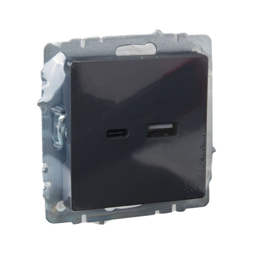 BRITE Роз. USB A+C 18Вт РЮ11-1-БрГ граф. IEK