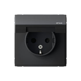 Systeme Electric ArtGallery Карбон Розетка с заземл. со шт. с крышк, 16А, IP44, механизм