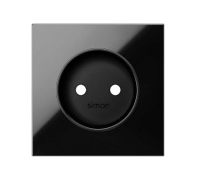 Simon 100 Черный глянец Накладка розетки без заземления