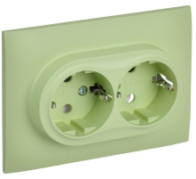 IEK SKANDY Мятный Розетка 2-ая с/з без защитных шторок 16А в сборе SK-R08G
