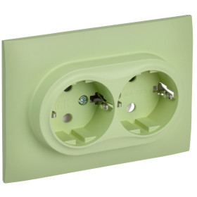 IEK SKANDY Мятный Розетка 2-ая с/з без защитных шторок 16А в сборе SK-R08G