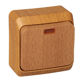 Systeme Electric Этюд наруж Дача Темный бук Выключатель 1-клавишный с подсветкой (сх. 1)