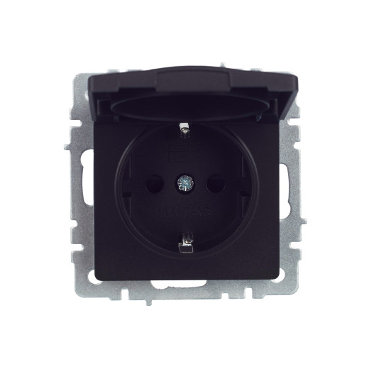 BRITE Роз. с з/к/ш с кр. 16А IP44 РСбш10-3-44-БрЧ черн. IEK