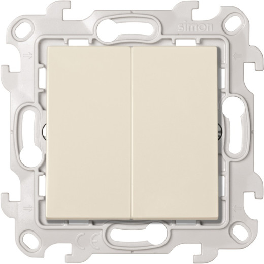 Двухклавишный кнопочный выключатель 10A 250В~, сл. Кость