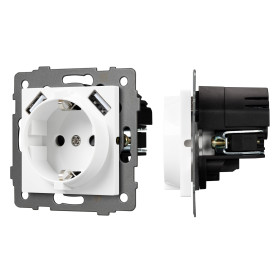 Arlight Механизм розетки с USB зарядкой SCT-MUAA-PL-WH-V (250V, 16A) (-)