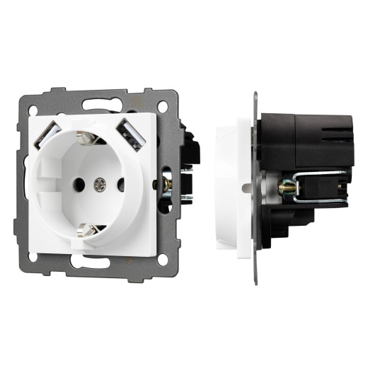 Механизм розетки с USB зарядкой SCT-MUAA-PL-WH-V (250V, 16A) (Arlight, -)