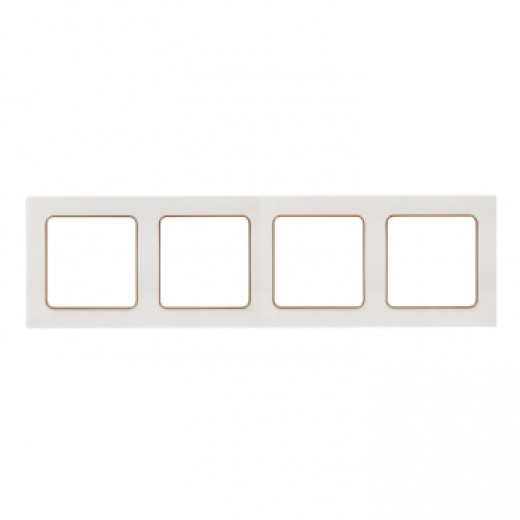 Стокгольм Рамка 4-местная белая с линией цвета шампань EKF PROxima