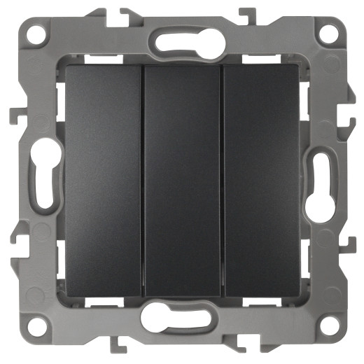 12-1107-05 ЭРА Выключатель тройной, 10АХ-250В, IP20, Эра12, антрацит (10/100/2500)