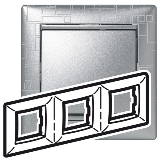 Рамка 3 поста - Legrand Valena - алюминий модерн