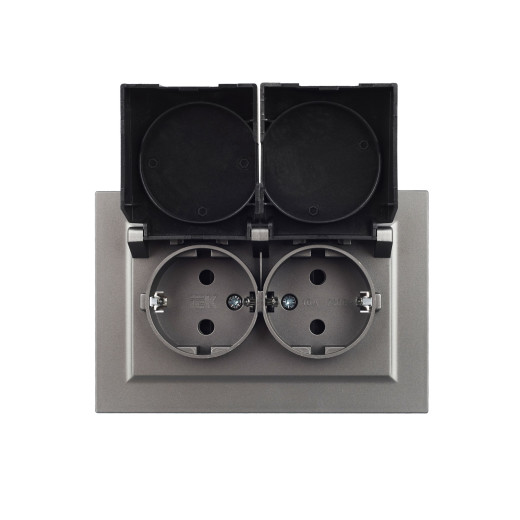 BRITE Роз. 2-я с кр. 16А в сб IP44 РСбш12-3-44-БрС сталь IEK