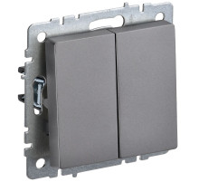 IEK BRITE BASE Сталь Выключ. 2-кл прох 10А ВС10-2-6-БрС