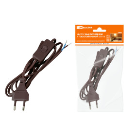 TDM Шнур с выключателем и плоской вилкой ШУ01В ШВВП 2х0,75мм2 2м. коричневый 