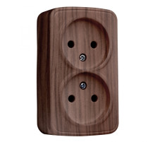 EKF Basic Минск Темное дерево Розетка 2-ая, б/з, 10А, ОП.