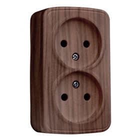 EKF Basic Минск Темное дерево Розетка 2-ая, б/з, 10А, ОП.