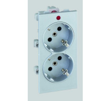 Simon Connect Алюминий Розетка двойная, 2к+з Schuko, 16А, 250В, Cima-модуль 52x108 мм