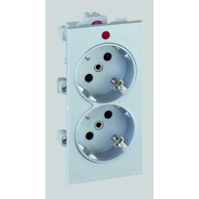 Simon Connect Алюминий Розетка двойная, 2к+з Schuko, 16А, 250В, Cima-модуль 52x108 мм