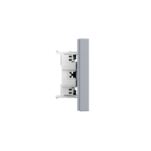 Механизм розетки двойной, 16А, без заземления, со шторками, с рамкой, алюминий Эпика EKF