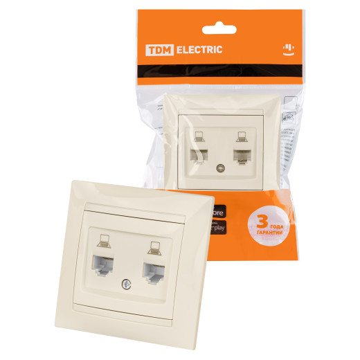 Розетка компьютерная двойная RJ45 сл. кость  